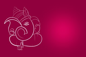 Happy Ganesh Chaturthi background - Ganesha Art Pink Background -  Ganesh Chaturthi