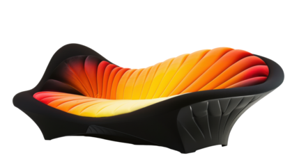 Futuristic Curved Sofa in Sunset Hues