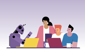 Collaborative Future. Humans and Robot working together to solve complex problems