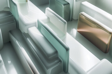 Obraz premium colorful abstract design with transparent glass rectangles and reflections creating a geometric pattern 