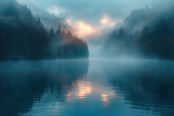 A calm and serene ascension through a luminous, misty atmosphere,