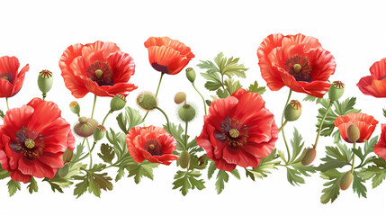red poppies isolated on white