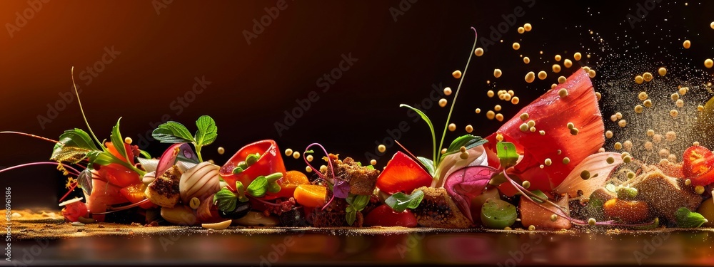 Wall mural Vibrant food photography of fresh vegetables with spices - Wall murals