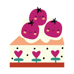 Set of cakes and cake slices isolated on white.  Vector for cards and stickers