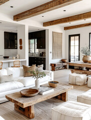 Farmhouse, french country rustic interior design of modern living room.
