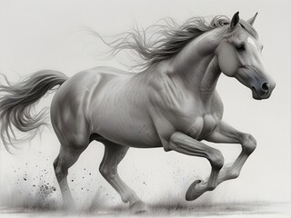 Grace and Power in Motion: A Realistic Drawing of a Running Horse