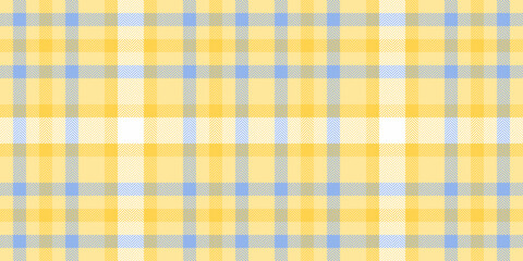 Image background plaid textile, artistic seamless texture fabric. Naked pattern check tartan vector in yellow and blue colors.