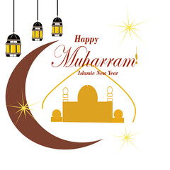 Happy muharram islamic new hijri year. abstract vector illustration design