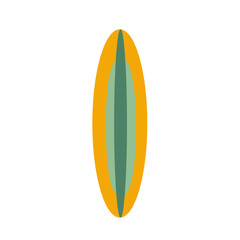 Orange and green surfboard - surfing accessory, extreme sport - vector flat illustration