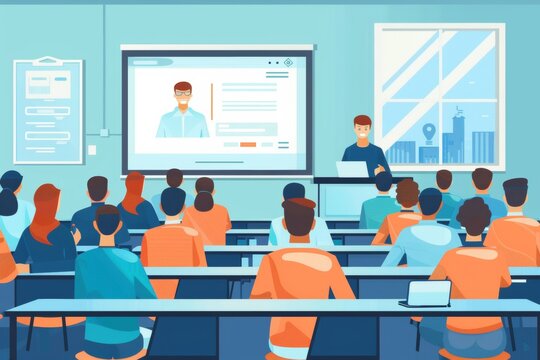 cybersecurity training classroom setting with interactive map where participants are engaged in cybersecurity lectures, workshops, interactive exercises, educational aspect of security bootcamp