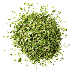 Chopped Dry Oregano Scattered - Isolated on transparent background, PNG file (Top View, Clipping)