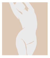 Hand drawn vector abstract graphic line art ,contemporary collection print with boho aesthetics female body graphic shapes.Fashion feminine concept design for wall decor,print,wallpaper,background.