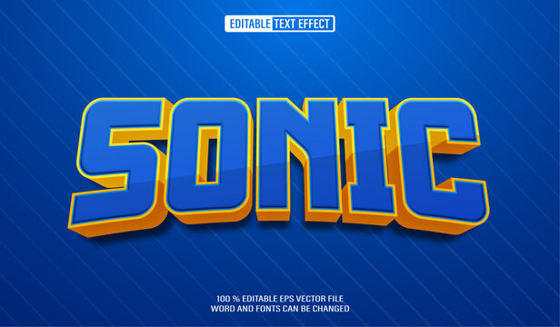 Editable 3d text style effect - Blue Bold Sonic text effect Template	