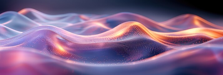 Abstract background with glowing purple and orange waves.