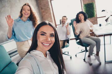 Obraz premium Photo of successful happy people office workers entrepreneur team building meeting day workplace indoors