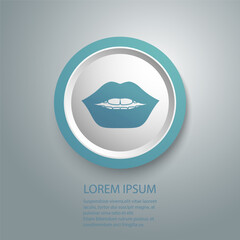 Plump lips line icon flat vector sign