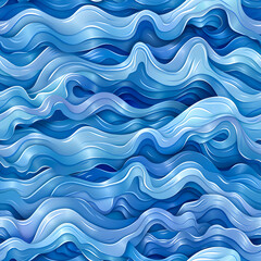 Fototapeta premium Abstract blue wavy pattern resembling ocean waves, perfect for backgrounds, wallpapers, and creative designs.