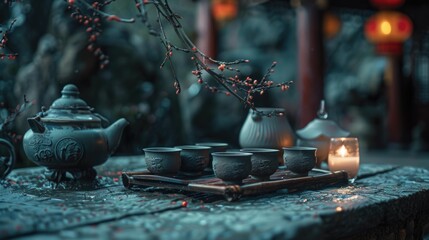 asian tea time in temple