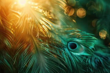 Fototapeta premium selective focus pf colored feathers background