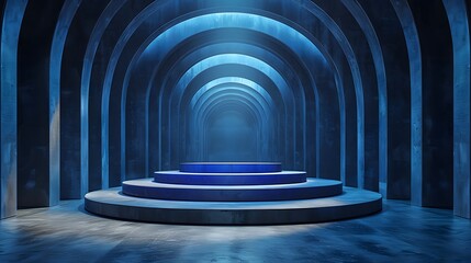 Cool Futuristic Stage with Blue and Black Stripes