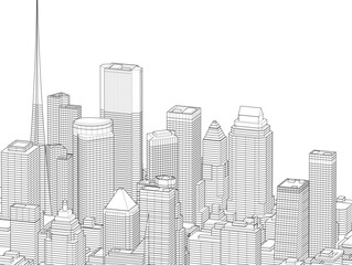 city architecture vector 3d illustration