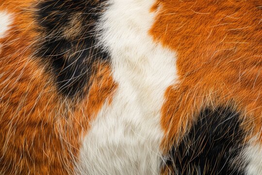 Close-up texture of calico cat fur pattern