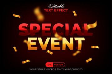 Special Event Text Effect Red And Gold Shiny Style.