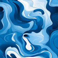Abstract blue and white fluid art painting with swirling patterns. Perfect for backgrounds or modern art themes.