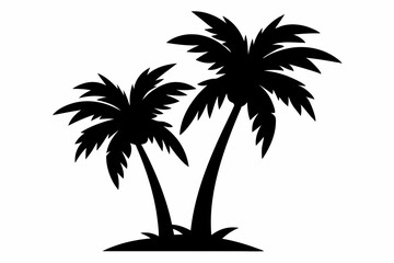 Palm tree Silhouette, set of black silhouettes of a palm tree, silhouette of a palm tree isolated

