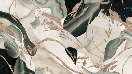 Refined Marble and Gold Wallpaper, Elegant Abstract Image