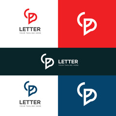 GP, PG letter logo design template elements. Modern abstract digital alphabet letter logo.