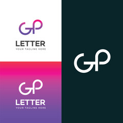 Fototapeta premium GP, PG letter logo design template elements. Modern abstract digital alphabet letter logo.