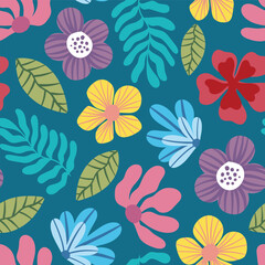 Colorful abstract florals seamless pattern design