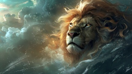 Fantasy digital art of a lion