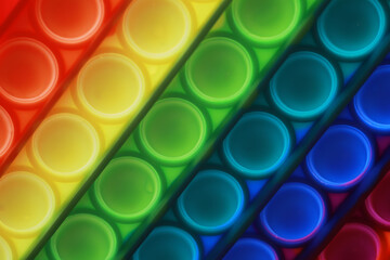 Colorful Rainbow Pop It Fidget Toys in Diagonal Pattern - Stress Relief Sensory Toy