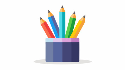 Colorful pencils neatly displayed in a vase can bring a lively pop of color to any office or creative space.