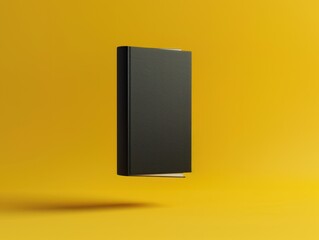 3D Render Black Book on Yellow Background