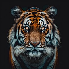 Obraz premium Tiger with a black background