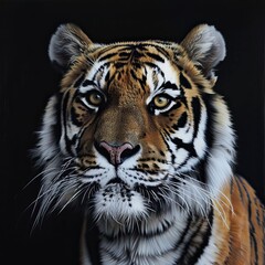 Naklejka premium Tiger with a black background