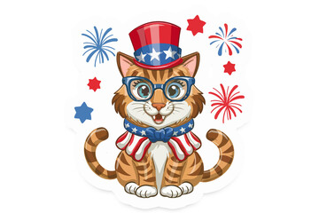 4th July cute Cat Sticker