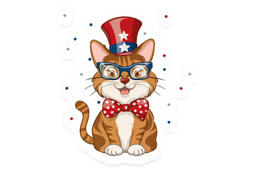 4th July cute Cat Sticker