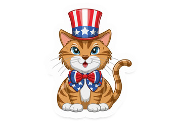 4th July cute Cat Sticker