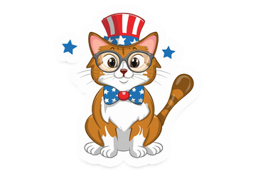 4th July cute Cat Sticker
