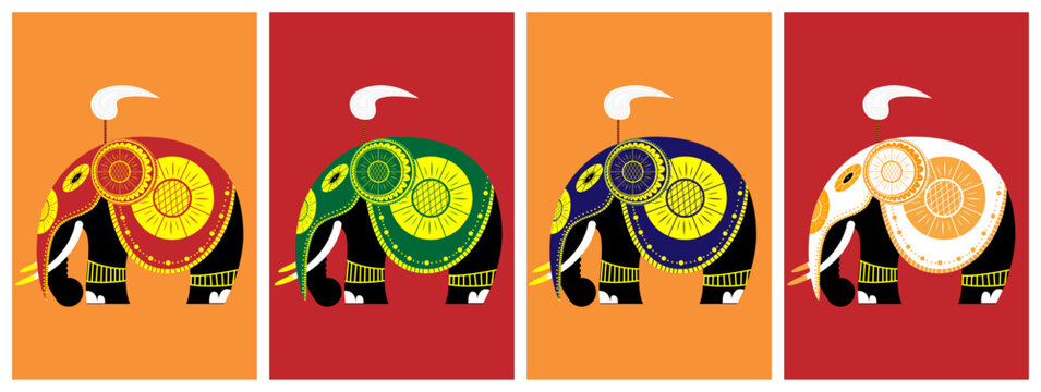 Traditional Colorful Kandyan Elephant vector design for any commercial use