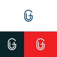 GU, UG letter logo design template elements. Modern abstract digital alphabet letter logo.