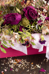 different types of dried flowers in a bouquet