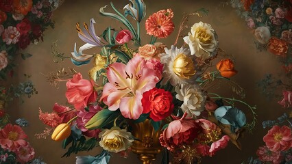 Multicolor beautiful  wallpaper botanical flower bunch background