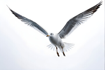 Obraz premium Isolated seagull flying on the white background