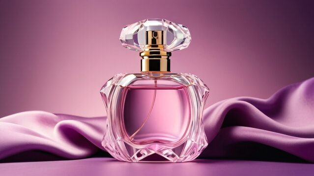 luxury pink perfume bottle isolated