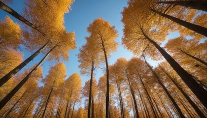 Obraz premium Looking Up Through Autumn Trees.